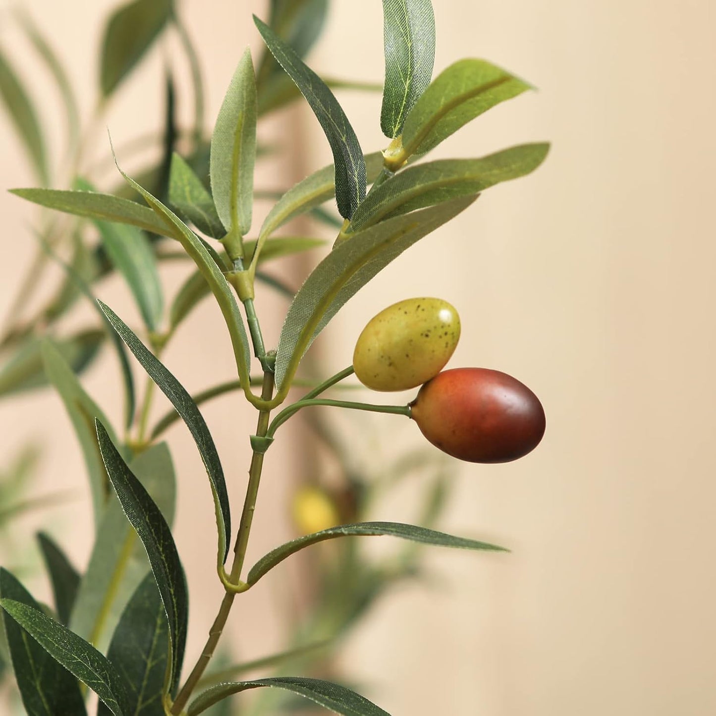 Kazeila Artificial Olive Tree 7FT Tall Faux Silk Plant for Home Office Decor Indoor Fake Potted Tree with Natural Wood Trunk and Lifelike Fruits